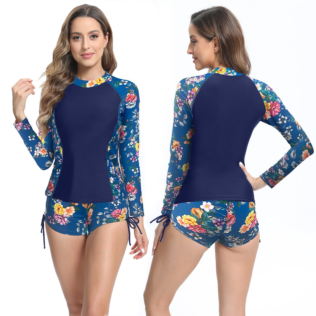 Damen UV-Schutz Langarm Schwimmanzug mit floralen Akzenten Echo Archiv