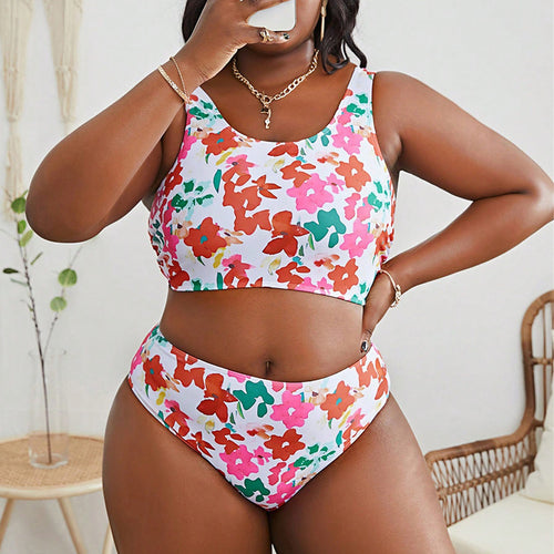 Damen Crop-Top Bikini mit floralem Muster Echo Archiv