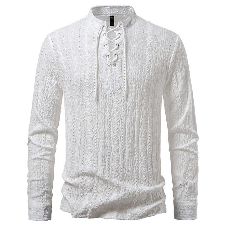 Herren Langärmliges Shirt mit kreativem Schnürdesign Echoarchiv