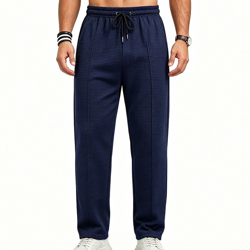Herren Texturierte Relax-Fit Jogginghose mit Bügelfalte und Kordelzug – Sorevano