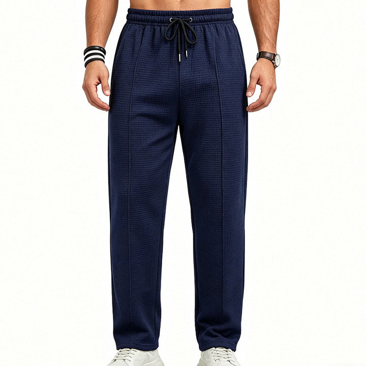Herren Texturierte Relax-Fit Jogginghose mit Bügelfalte und Kordelzug – Sorevano