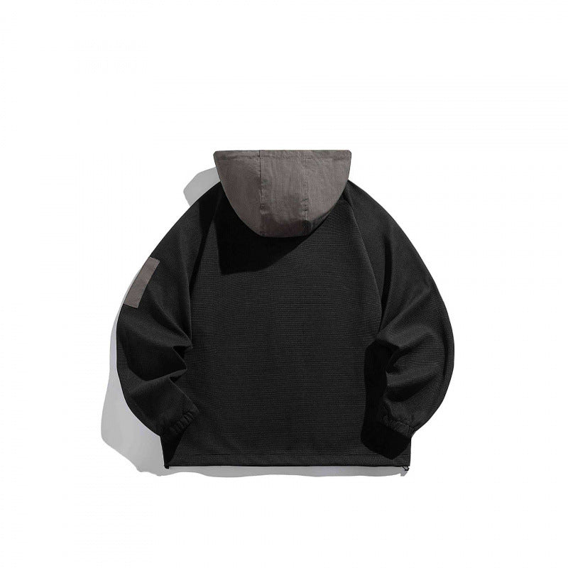 Unisex Technischer Kapuzenpullover im Oversize‑Cut mit Henley‑Knopfleiste, Patchtasche und tunnelzug Echo Archiv