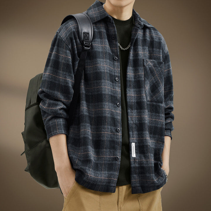 Herren Lässiges Karomuster Hemdjacke – Taviero