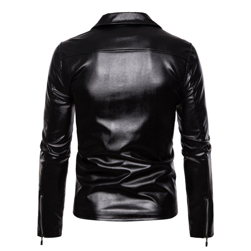 Herren Kunstleder Bikerjacke mit asymmetrischem Reißverschluss Echoarchiv