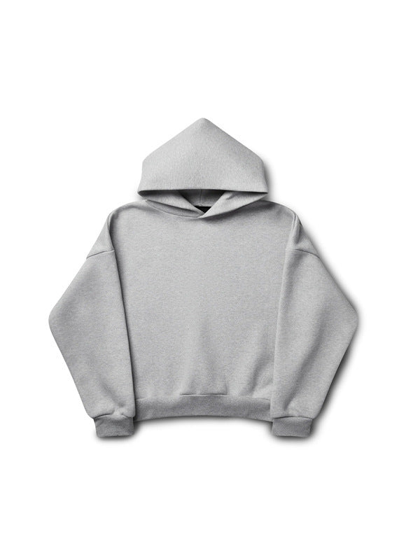 Unisex minimalistischer Kapuzenpullover ohne Kängurutasche mit überschnittener Schulter und geripptem Saum Echo Archiv
