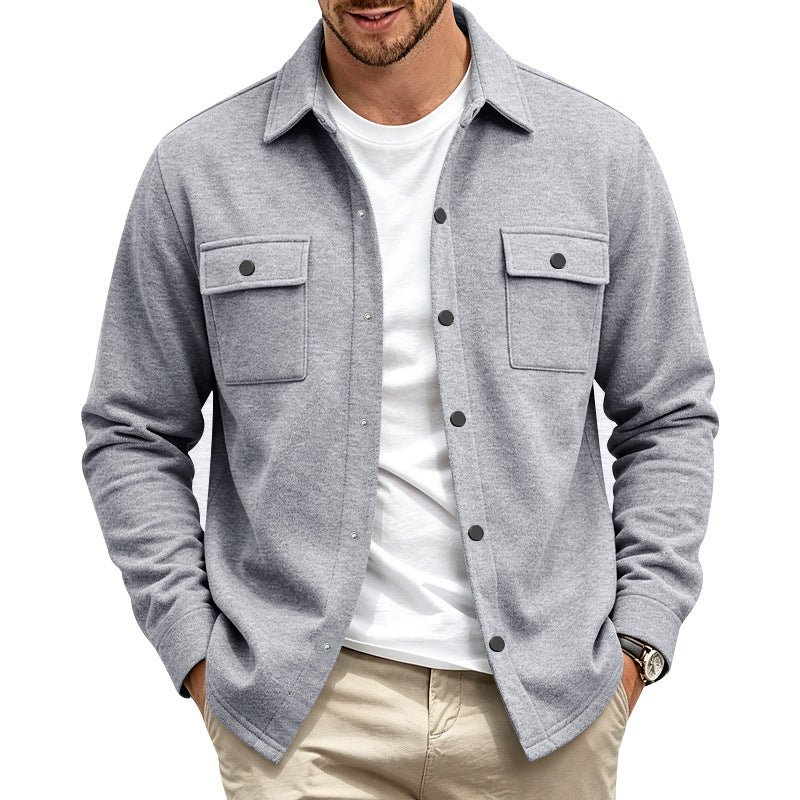 Herren Overshirt-Jacke aus Baumwollmischung mit Druckknöpfen und doppelten Brusttaschen Echoarchiv