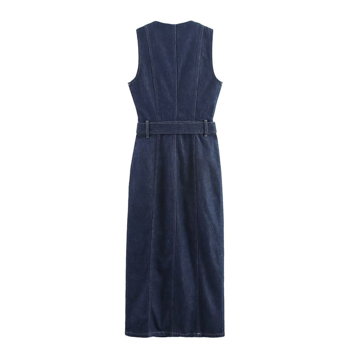 Damen Jeanskleid mit knopflosem Design und tailliertem Schnitt Echo Archiv