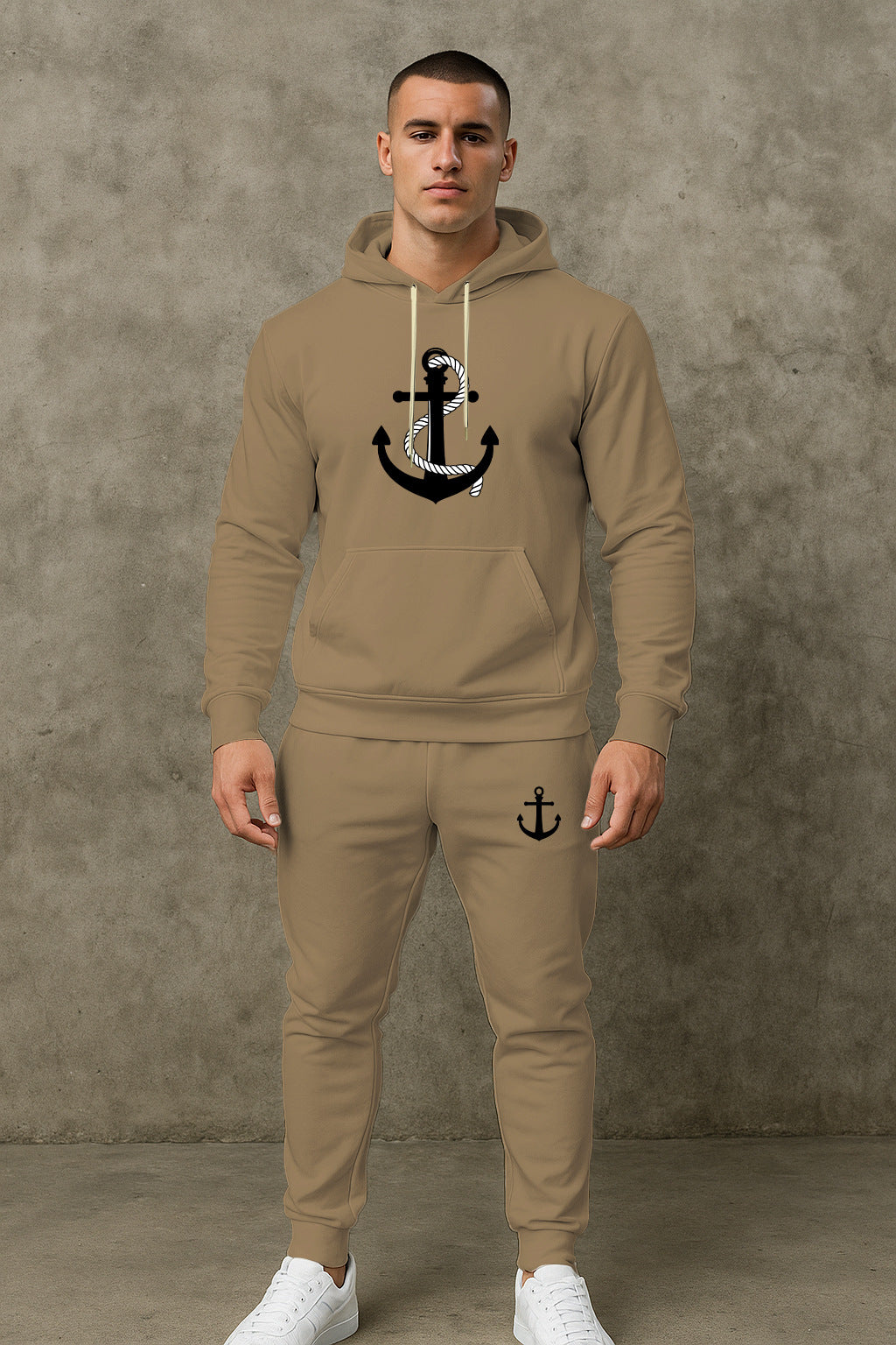 Herren Hoodie- und Jogginghose-Set mit maritimem Ankerdesign Echoarchiv