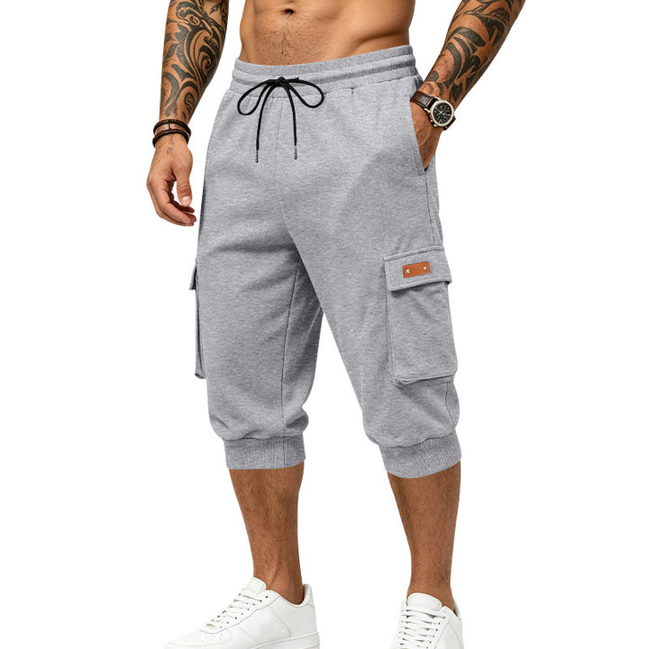 Herren Dreiviertel-Sweat-Cargo mit elastischem Bund, Kordelzug und Mehrfachtaschen Echoarchiv