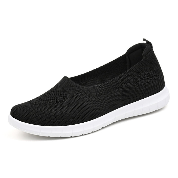 Damen nan atmungsaktive Strick-Ballerina-Slipper mit nahtlosem Sockeneinstieg, orthopädischem Memory-Fußbett und flexibler EVA-Laufsohle Echo Archiv