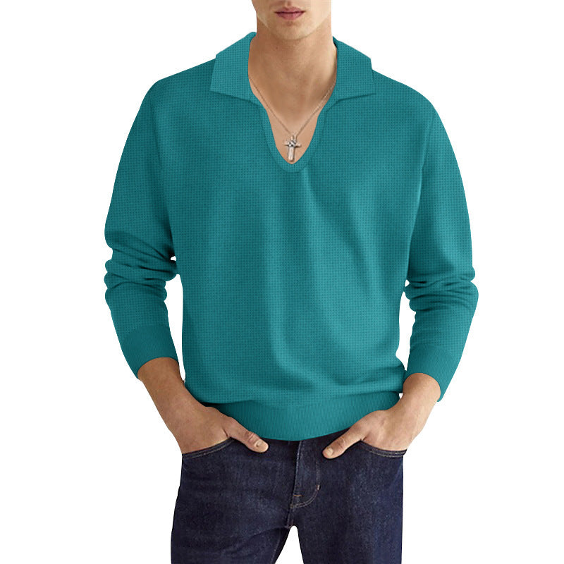 Herren Strickpullover mit modischem V-Ausschnitt und strukturiertem Design Echoarchiv