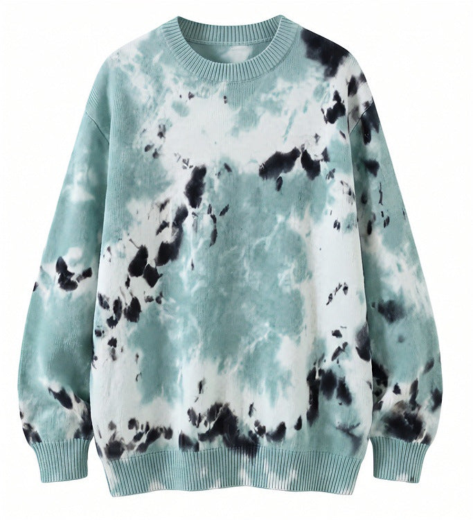 Herren Oversized Batik-Pullover mit Rundhalsausschnitt und Rippbündchen Echoarchiv