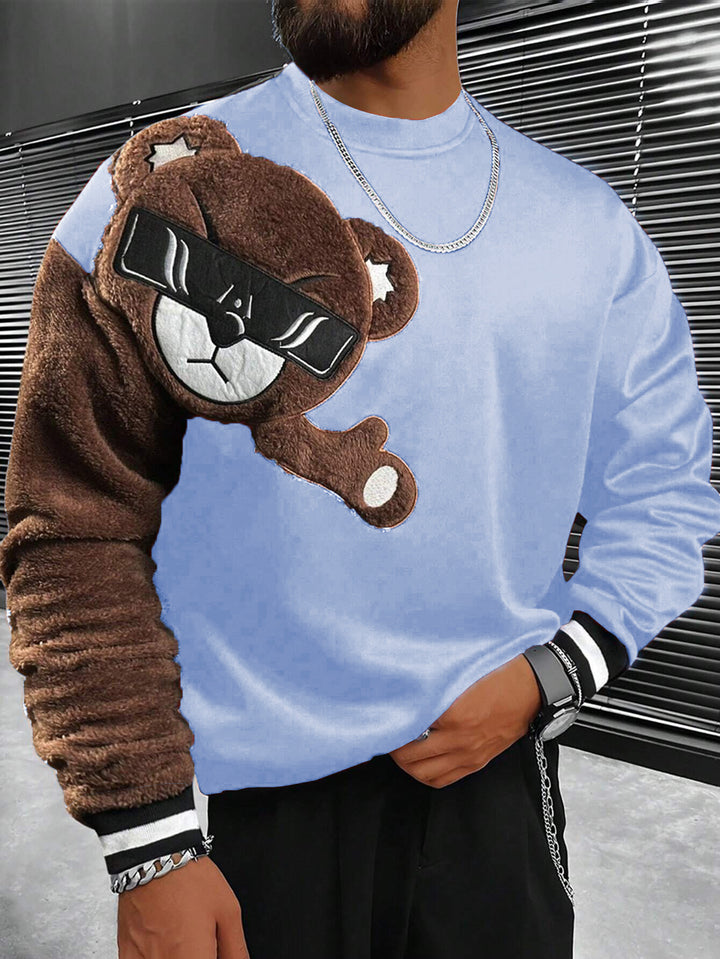 Herren Sweatshirt mit plüschiger Bärenapplikation Echoarchiv