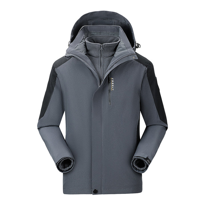 Herren nicht wasserdichte dreiteilige Winterjacke mit abnehmbarem Kapuze und Fleece-Innenjacke – Marzano