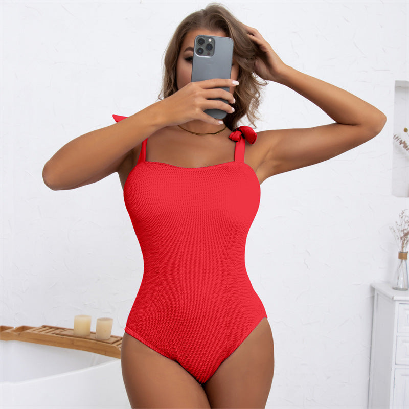 Damen Einteiler Badeanzug mit verspieltem Schleifen-Design und figurformendem Schnitt Echo Archiv