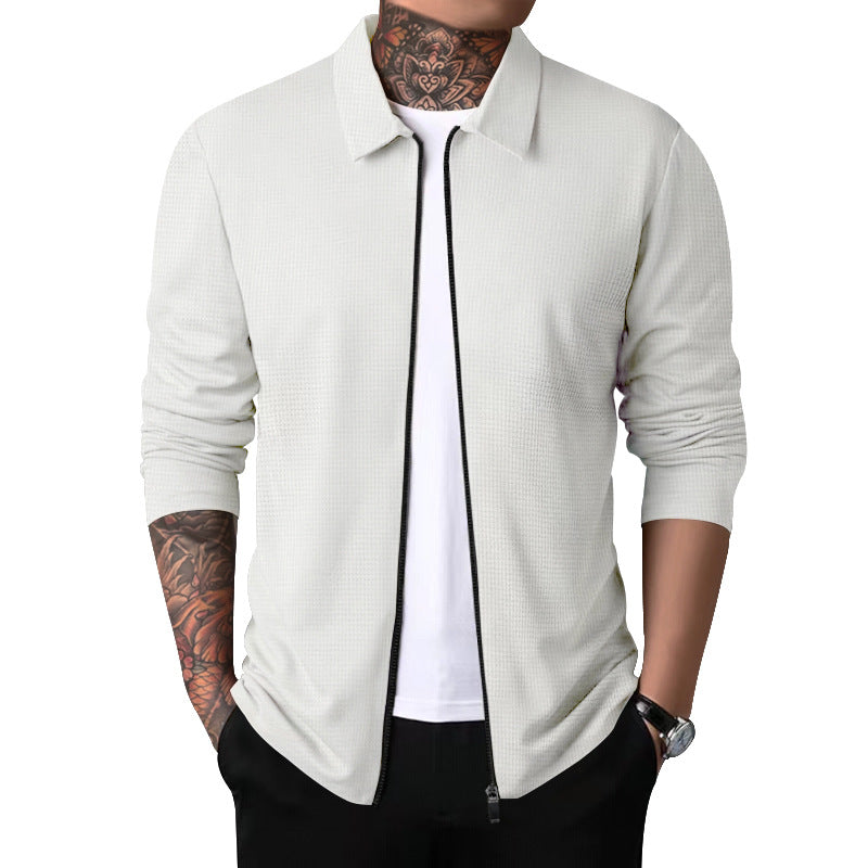 Herren sportliches Langarm-T-Shirt mit Reißverschluss und atmungsaktivem Strukturdesign Echoarchiv