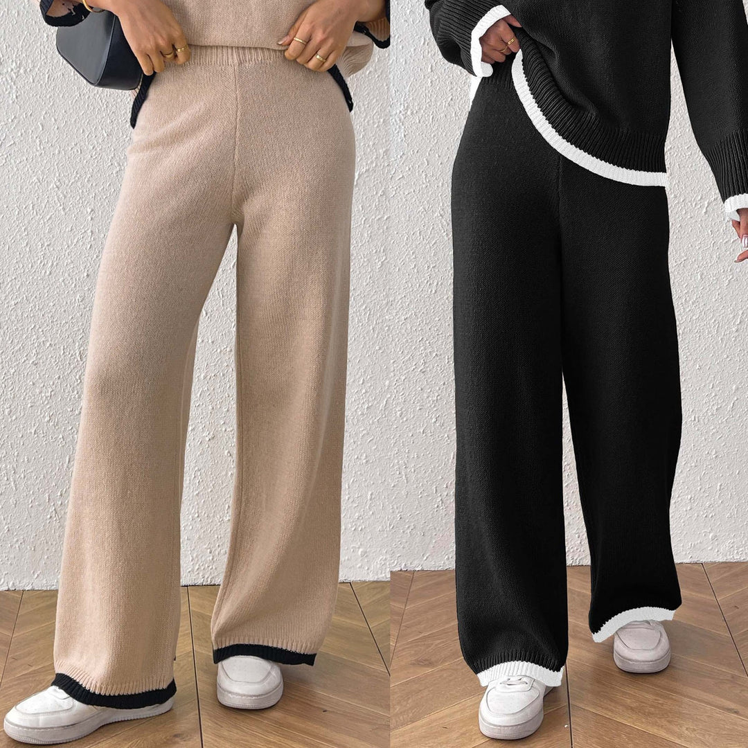 Damen lässige Strickhose mit kontrastierendem Bündchen Echo Archiv