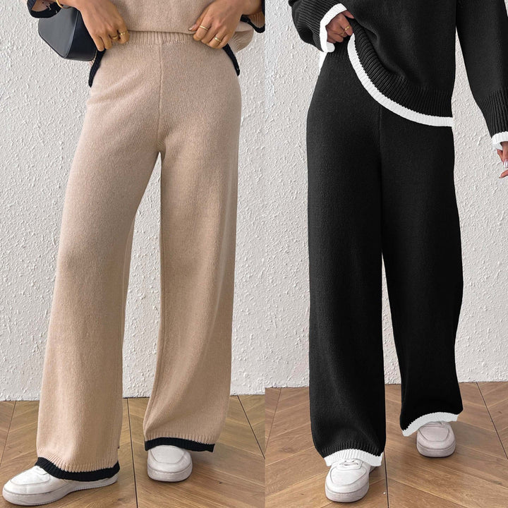 Damen lässige Strickhose mit kontrastierendem Bündchen Echo Archiv