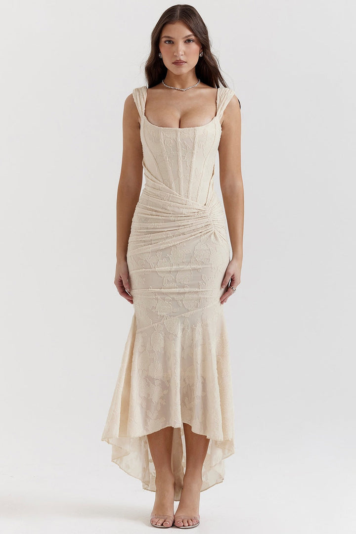 Damen Elegantes Maxikleid mit raffinierten Rüschen und schmeichelndem Schnitt Echoarchiv