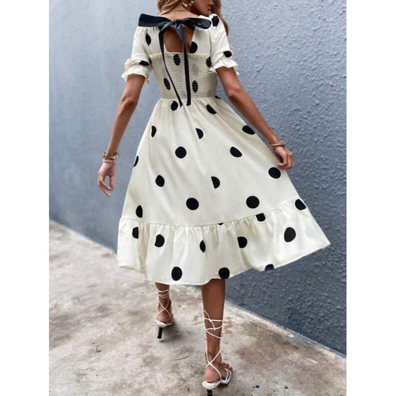 Damen Midi-Kleid mit lässigem Schnitt und großen Punkten Echo Archiv