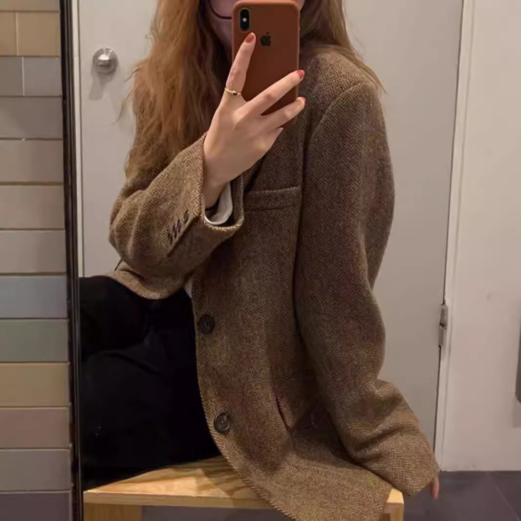 Damen Modischer Tweedblazer Echoarchiv