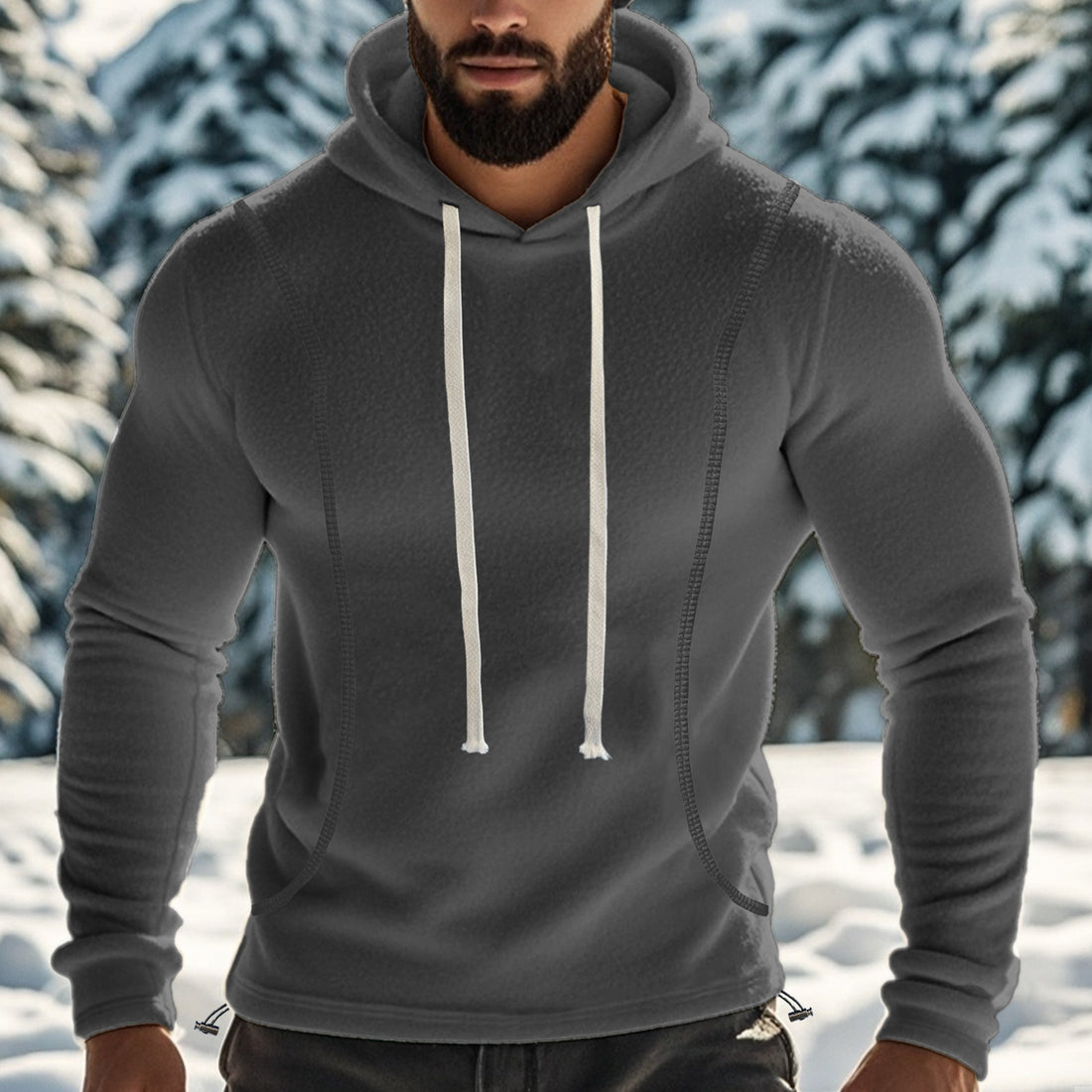 Herren Fleece-Hoodie mit hohem Kragen – Cavarno