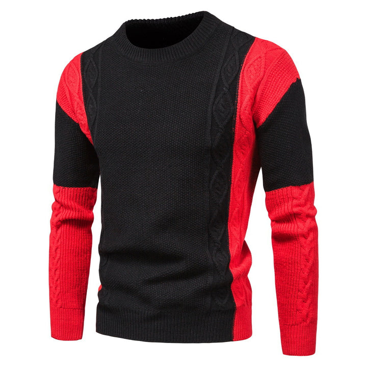 Herren modischer Strickpullover mit kreativen Farbdetails und Zopfmuster Echoarchiv