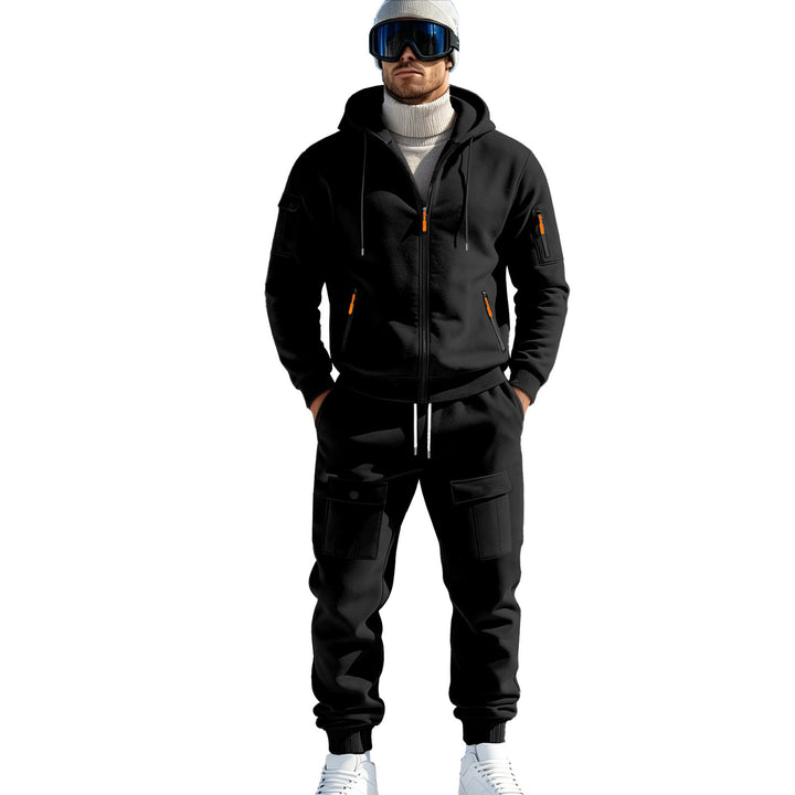 Herren Komfort-Fleece Hoodie mit Reißverschluss, Kapuze und Utility-Ärmeltasche – Cavarno