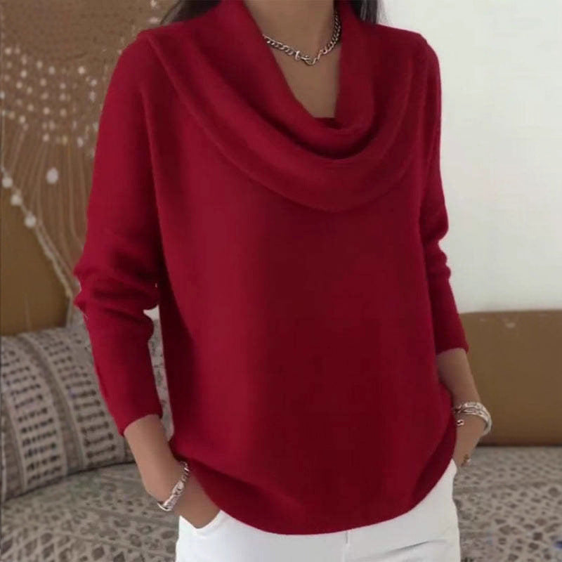 Damen nan schimmernder Strickpullover mit Wasserfallkragen, feiner Glitzerstruktur und schmalem Saum Echo Archiv