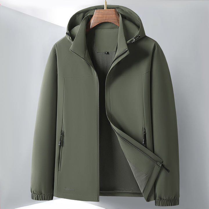 Herren Leichte Softshell-Hybridjacke mit Kapuze, atmungsaktivem Mesh-Futter und verdeckten Reißverschlusstaschen Echo Archiv