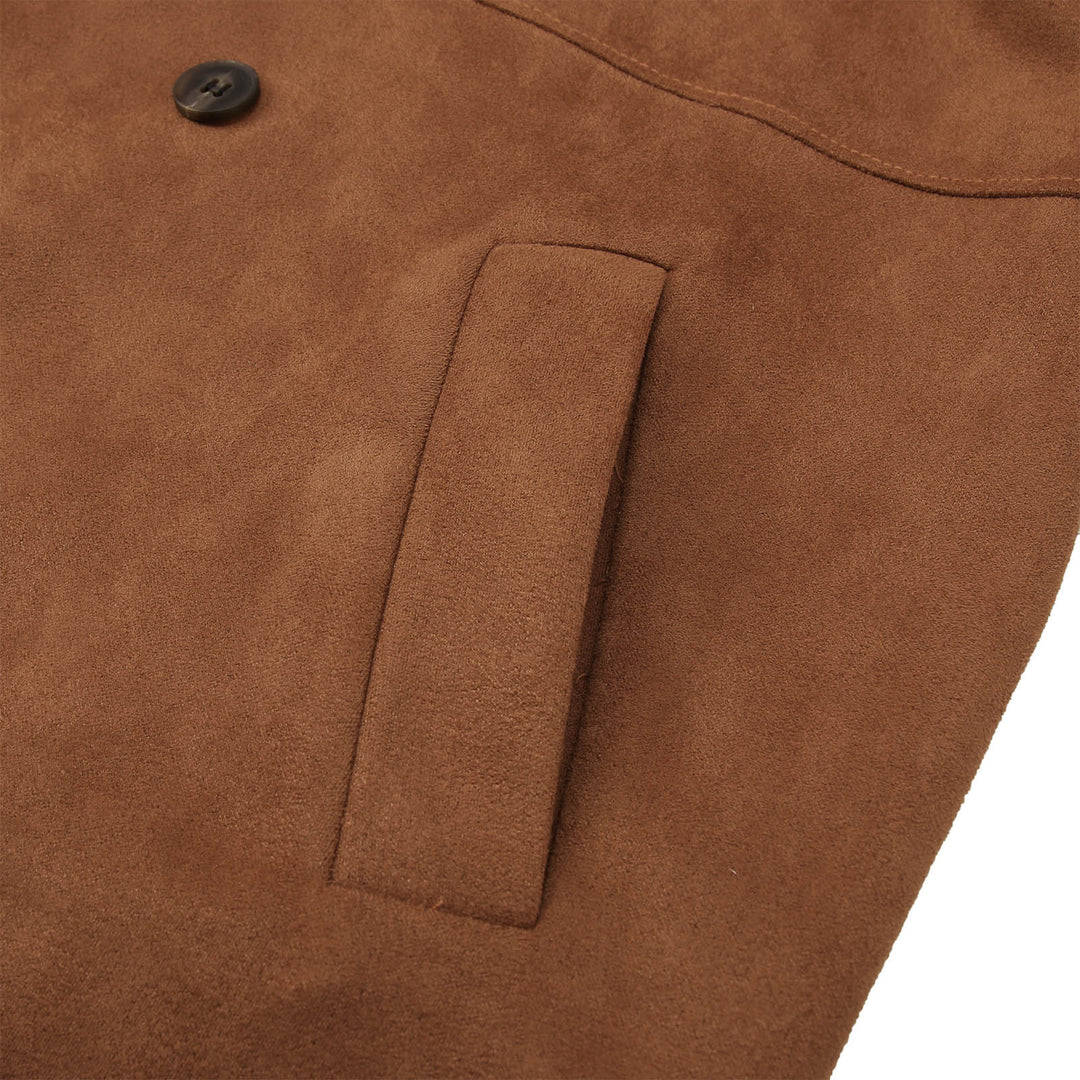 Herren Elegante Suede Trenchcoat mit doppelter Knopfleiste und praktischen Taschen Echoarchiv
