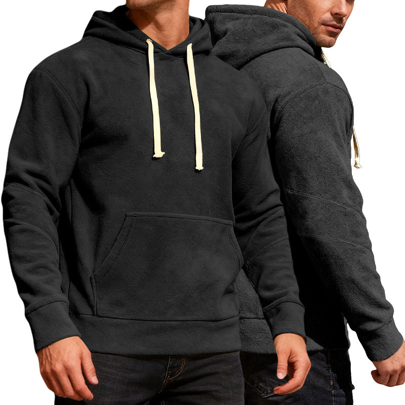 Herren nan samtweicher Kapuzenpullover mit Nahtdetails, Kängurutasche und Kontrastkordel Echo Archiv