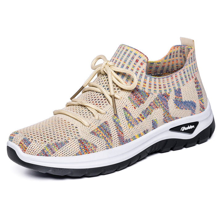 Damen nan gestrickter Sockensneaker mit Jacquard-Muster, elastischem Schaft, integrierter Schnürung und stoßdämpfender Profilsohle Echo Archiv