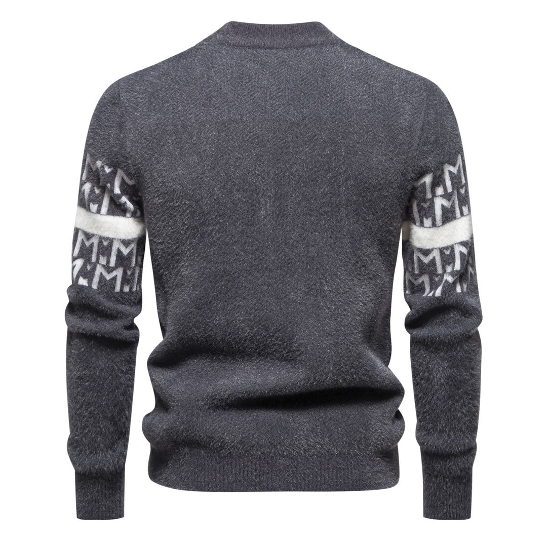 Herren Strickpullover mit modernem Zopfmuster und hohem Stehkragen Echoarchiv