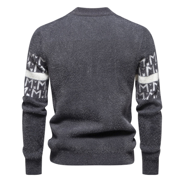 Herren Strickpullover mit modernem Zopfmuster und hohem Stehkragen Echoarchiv