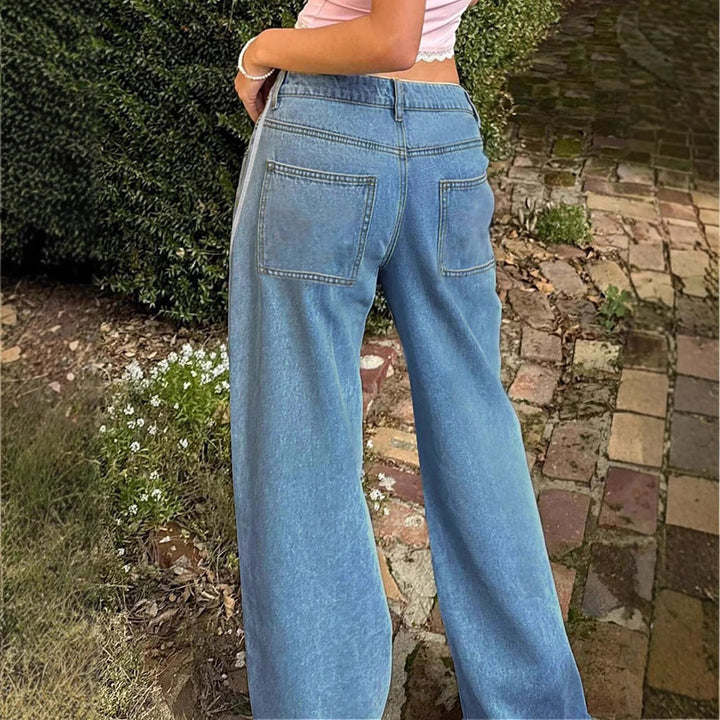 Damen weite Denim-Jeanshose mit sportivem Seitenstreifen Echo Archiv
