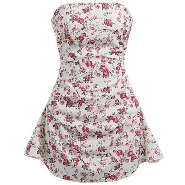 Damen Motiviertes Minikleid mit gerafftem Oberteil und Blumenmuster Echo Archiv