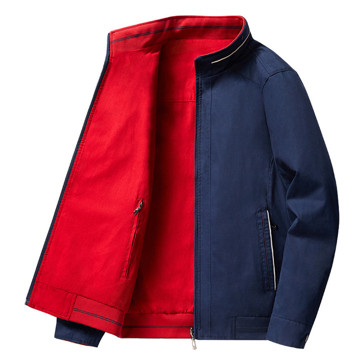 Herren  leichte Jacke mit Kontrastfutter, Stehkragen und Reißverschluss mit Innentasche Echo Archiv