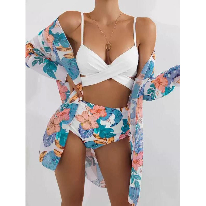 Damen Blütenmuster Strandkimono mit lässigem Schnitt Echo Archiv