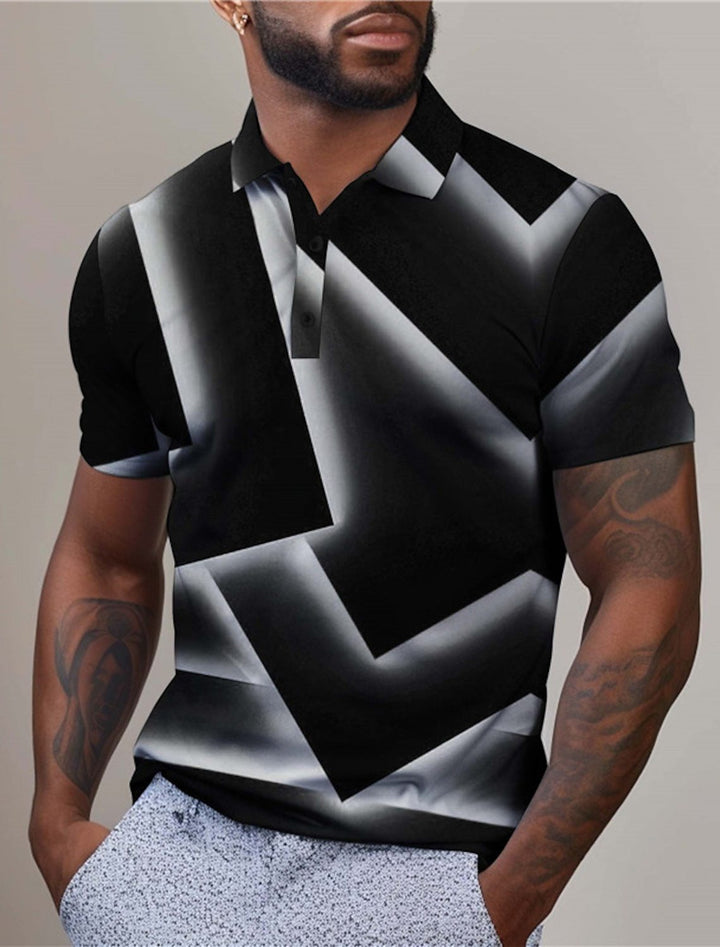 Herren Polohemd mit modernem geometrischen Muster und hochwertiger Baumwollqualität Echoarchiv