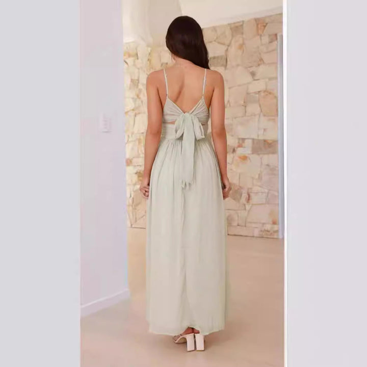 Damen Maxikleid mit schmalen Spaghetti-Trägern und elegantem Wickel-Design Echoarchiv