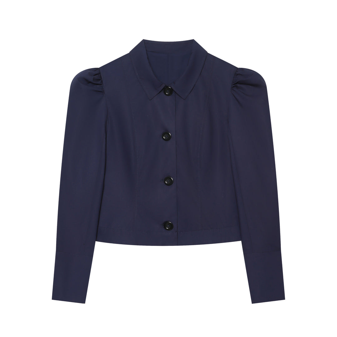 Damen Cropped‑Blousonjacke mit Puffärmeln, Hemdkragen und taillierter Silhouette Echo Archiv