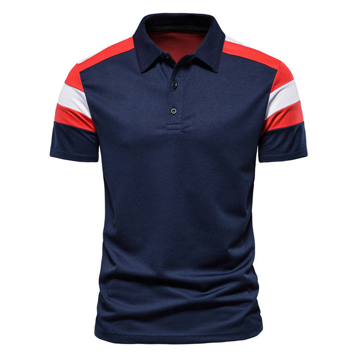 Herren Poloshirt mit modernem Farbblockdesign und atmungsaktiver Baumwollmischung Echoarchiv