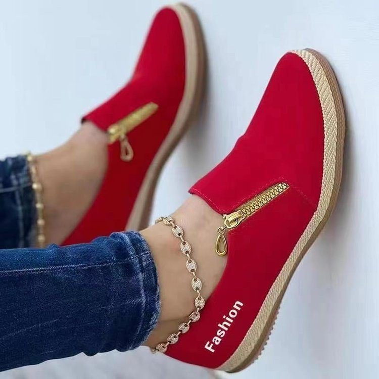 Damen Slip-On Espadrille‑Loafer mit dekorativem Reißverschluss und Keilsohle Echo Archiv