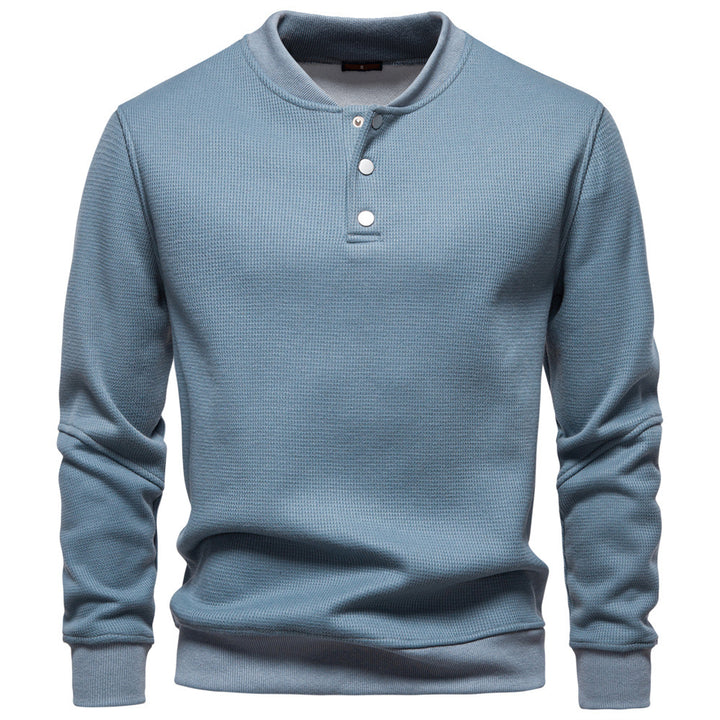Herren Langarm-Pullover mit Knopfleiste und strukturiertem Gewebe Echoarchiv