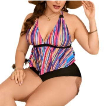 Damen fließendes Bikini-Oberteil mit Rüschen Echo Archiv
