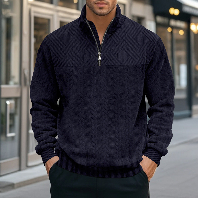 Herren stylischer Strickpullover mit halbem Reißverschluss Echoarchiv