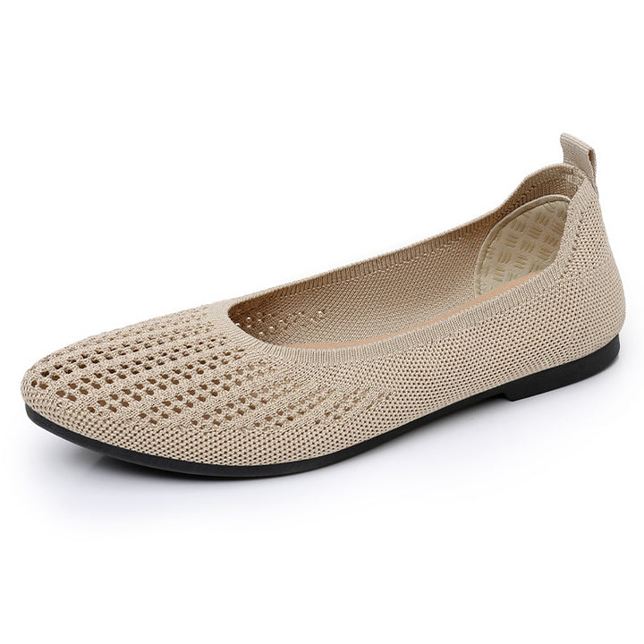 Damen nan atmungsaktive gestrickte Ballerina-Slipper mit perforiertem Obermaterial und orthopädischem Memory-Fußbett Echo Archiv