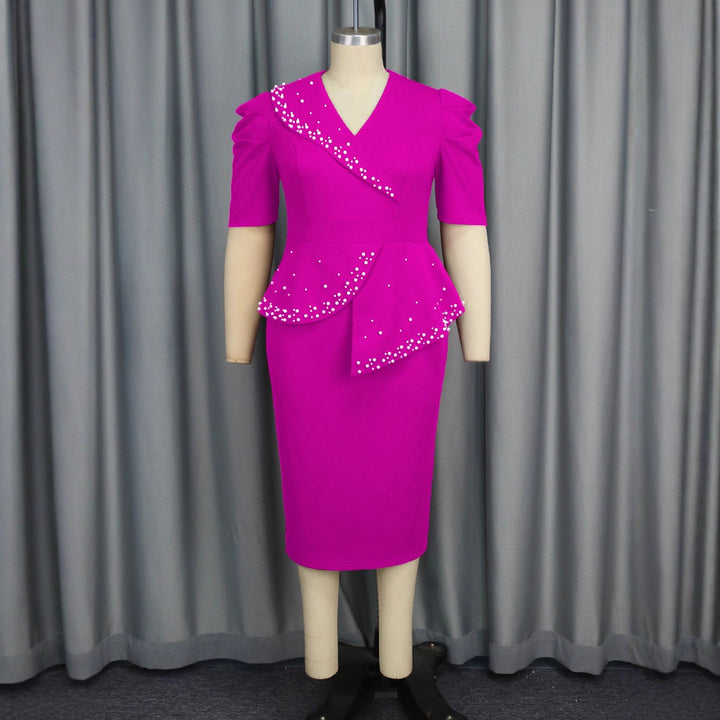 Damen figurbetontes Wickelkleid mit Rüschen und Perlenakzenten Echo Archiv