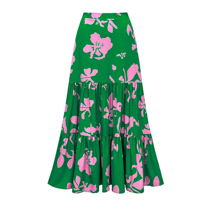 Damen Einteiler Badeanzug mit voluminösen Rüschen und floralem Design Echo Archiv